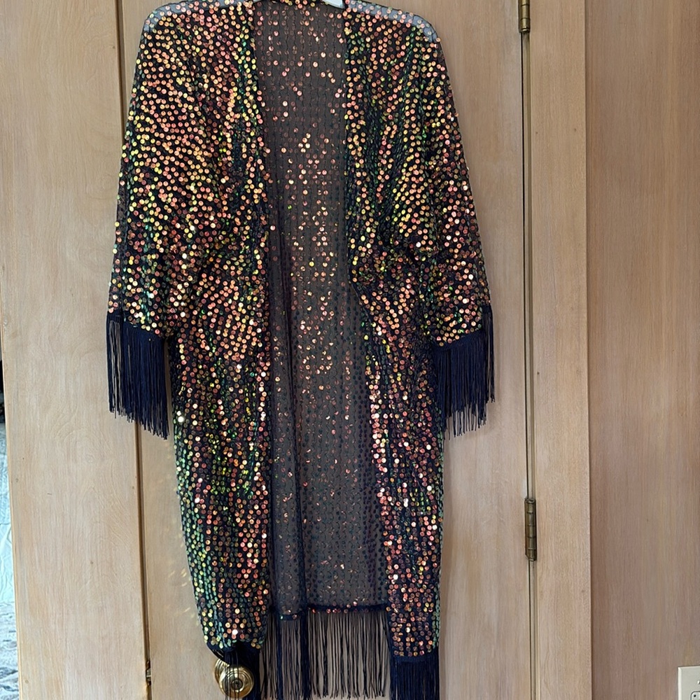 Sequin Fringe Kimono